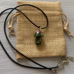 Ruby Zoisite Mushroom Necklace Mushroom Pendant Boho Jewelry Hippie Necklace